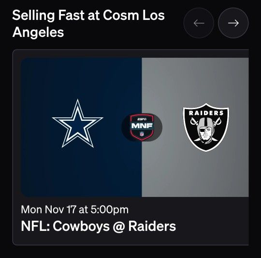 Cosm Cowboys Vs Raiders Nov 17