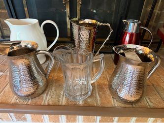 5 Water pitchers 1 STARBUCKS 42oz thermal carafe 1/$10 or 3/$25 metal hammer pitchers ret > $40 each