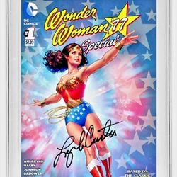 WONDER WOMAN #1 🔑CGC 9.8 LYNDA CARTER SIGNED 💎 YELLOW LABEL SIGNATURE SERIES DC COMICS ABSOLUTE BEAUTY❣️❣️❣️