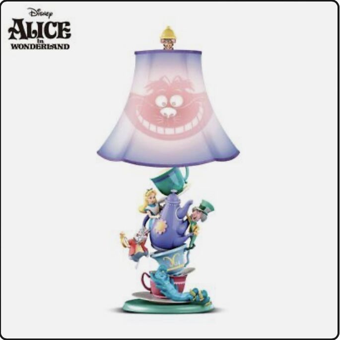 Bradford Exchange Disney Alice in Wonderland Mad Hatter's Tea Party Lamp 16"