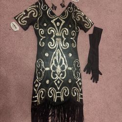New Large Beaded Fringe Flapper Dress Costume Evening 