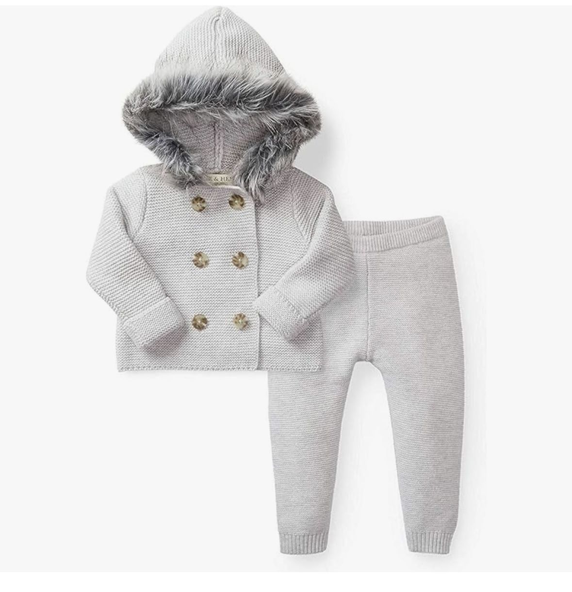 Hope & Henry Baby Organic Cardigan and Sweater Leggings Set