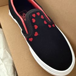 Vans toddler/kids 10.5 heart slip ons