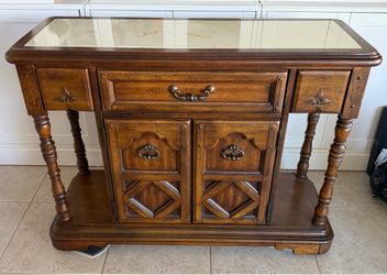 Stanley Furniture Solid Wood Server / Buffet Cabinet with Marble Top