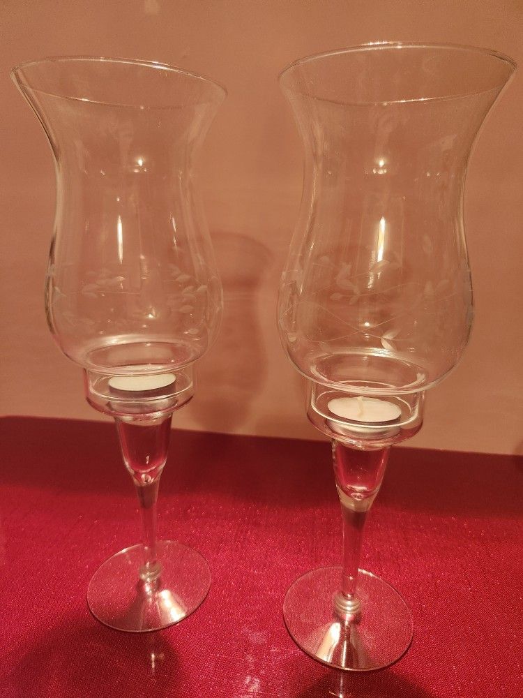 Princess House Heritage Hurricane Candle Holders (2)
