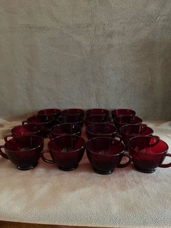 16 Vintage Burgundy Glass Cups