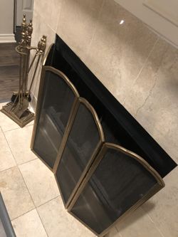 Italian Brass Fireplace Set