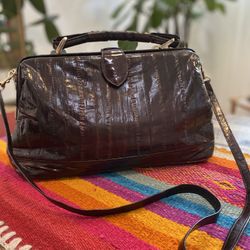 Eel Skin Purse Vintage Doctor Bag Style Handbag.  