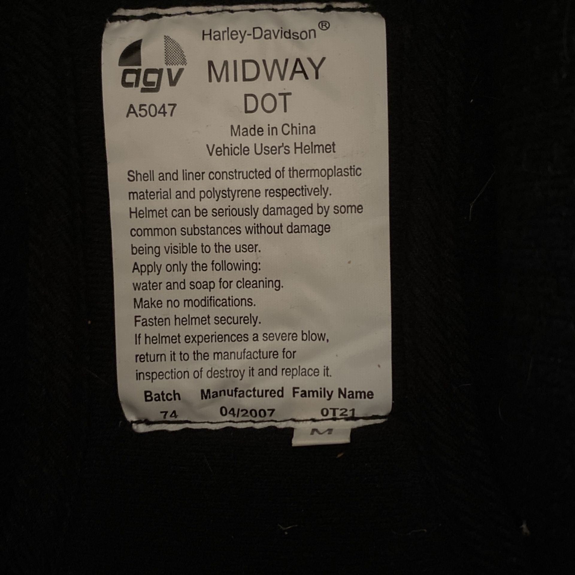 Harley Davidson Midway Dot Helmet, And A Midway Dot Size S