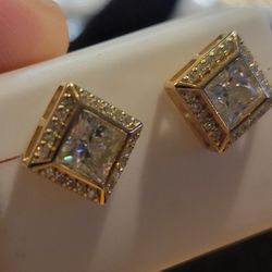2 Cts Gold over Silver Moissanite Earrings