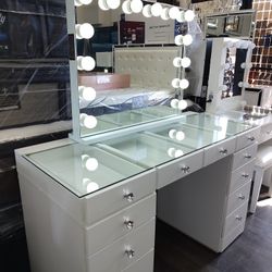 Super Deal 
Vanity 12 Drawers 
Crystal Diamonds Knobs
Hollywood Mirror Bluetooth LED 
Adjustable Light 
$898 + Tax 
ELIS FURNITURE 
658 BLOOMINGTON AV