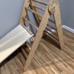 Kids Montessori Piklar Climbing Triangle With slide / Rock Climbing Plank