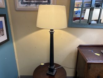 Bronze Large Column Table Lamp w/ Champagne Shade
