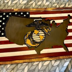 Marine Corps Flags; Real wood