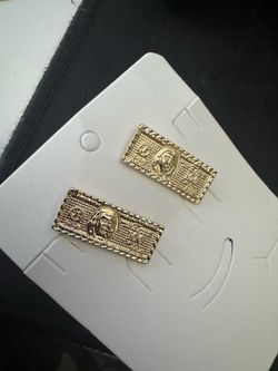 Gold 100 Dollar Bill Ear Rings