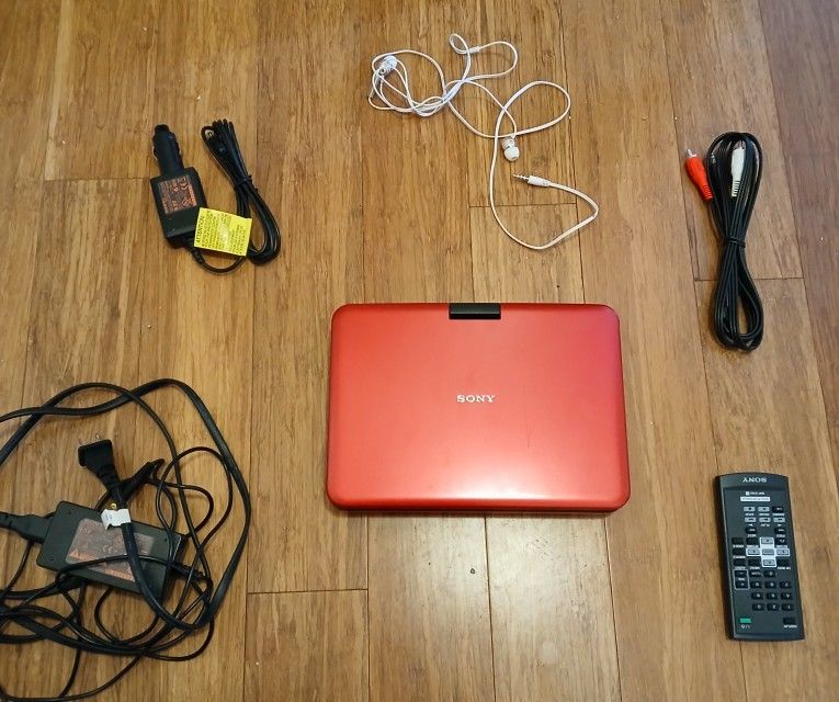 Red Sony DVP-FX810 Portable DVD Player With Power Adapter