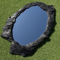 Handmade Black Slate  Rock Mirror – Custom Concrete Mirror – Rustic Modern Wall Decor- Rockwork- Rocks 