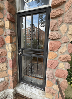 Wrought Iron Security Storm Door, Glass Insert, Left-Hand Hinge, Black