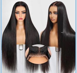 HD lace front wig, straight, natural black