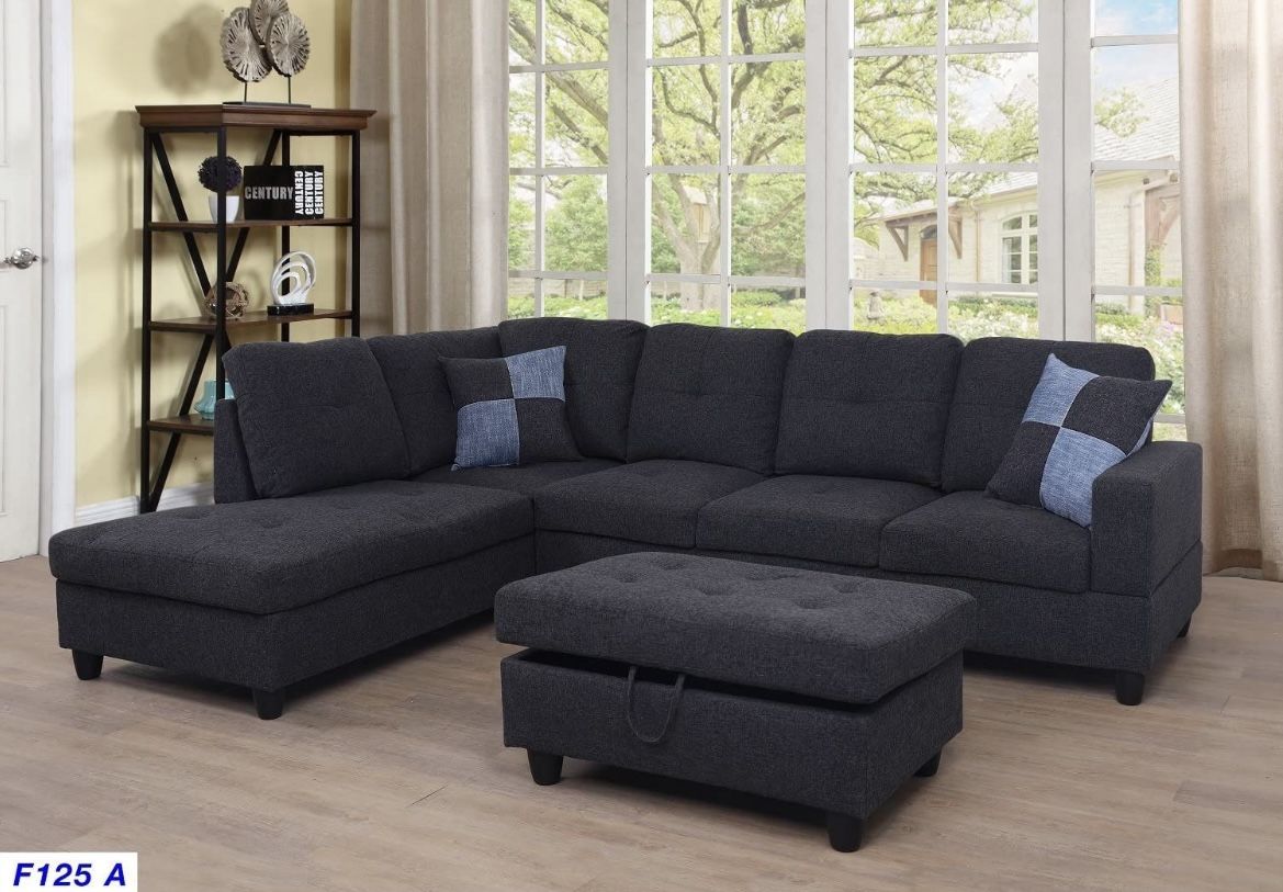 New Charcoal Sectional Sofa Couch Set