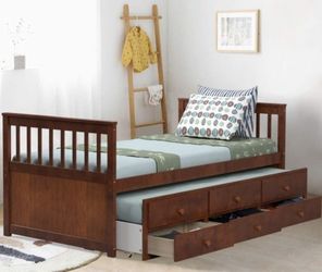 Beautiful Twin Captain Bed With Trundle 