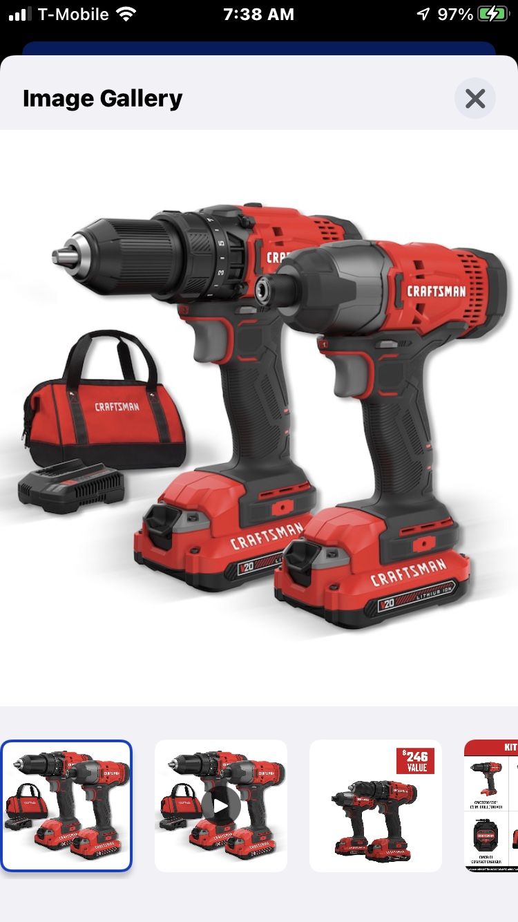 CRAFTSMAN V20 MAX Cordless Drill and Impact Driver, Power Tool