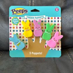 New Peeps Bunny 5 Pack Soft Finger Puppets
