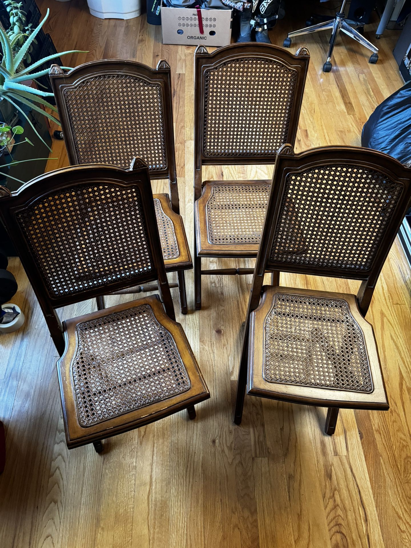 Wooden Wicker Folding Chairs