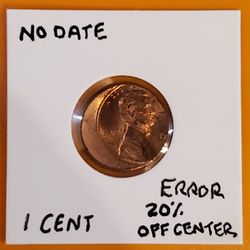 Lincoln Memorial Cent Strike Error Off Center Partial Date