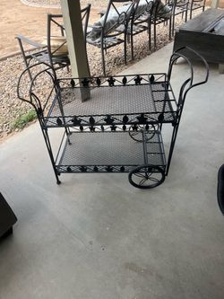 Wrought Iron Outdoor Bar Cart