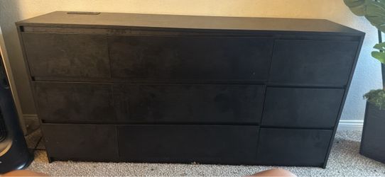 Black 9- Drawer Double Dresser