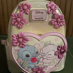 Stitch & Angel Cherry Blossom Heart Mini Backpack