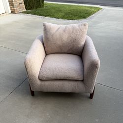 Elroy Sherpa Accent Chair With Wood Legs
