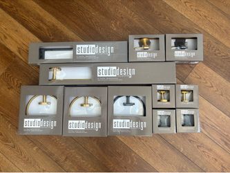 Towel Bar, Robe Hook, Towel Ring, Toilet Paper Holders, Gold, Black