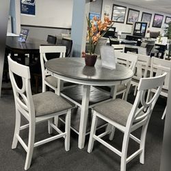 5 Piece counter height round dining table set 