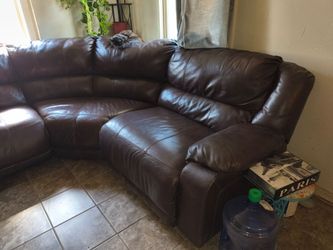 Brown leather recliner sectional