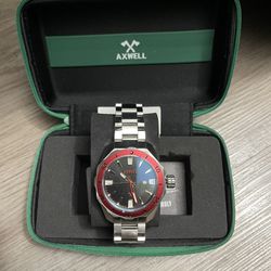 Axwell Timber Stainless Steel Watch - Black & Red