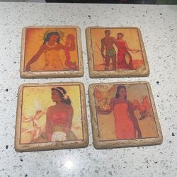 Set Of 4 Hawaiian Marble Coasters