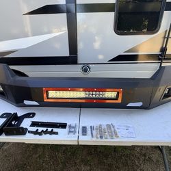 Front Bumper Compatible with 2016-2018 Chevy Silverado 1500 Pickup Truck Off-Road Bumper w/Paintable Decor, License Plate, Openings for Tow Hooks & Se