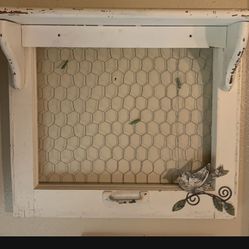 Farmhouse Shelf with Chicken Wire Window