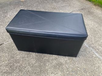 Black Faux Leather Storage Ottoman
