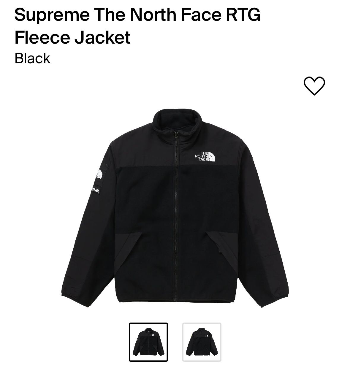 Size Medium Brand New Supreme The North Face RTG Fleece Jacket - Black 