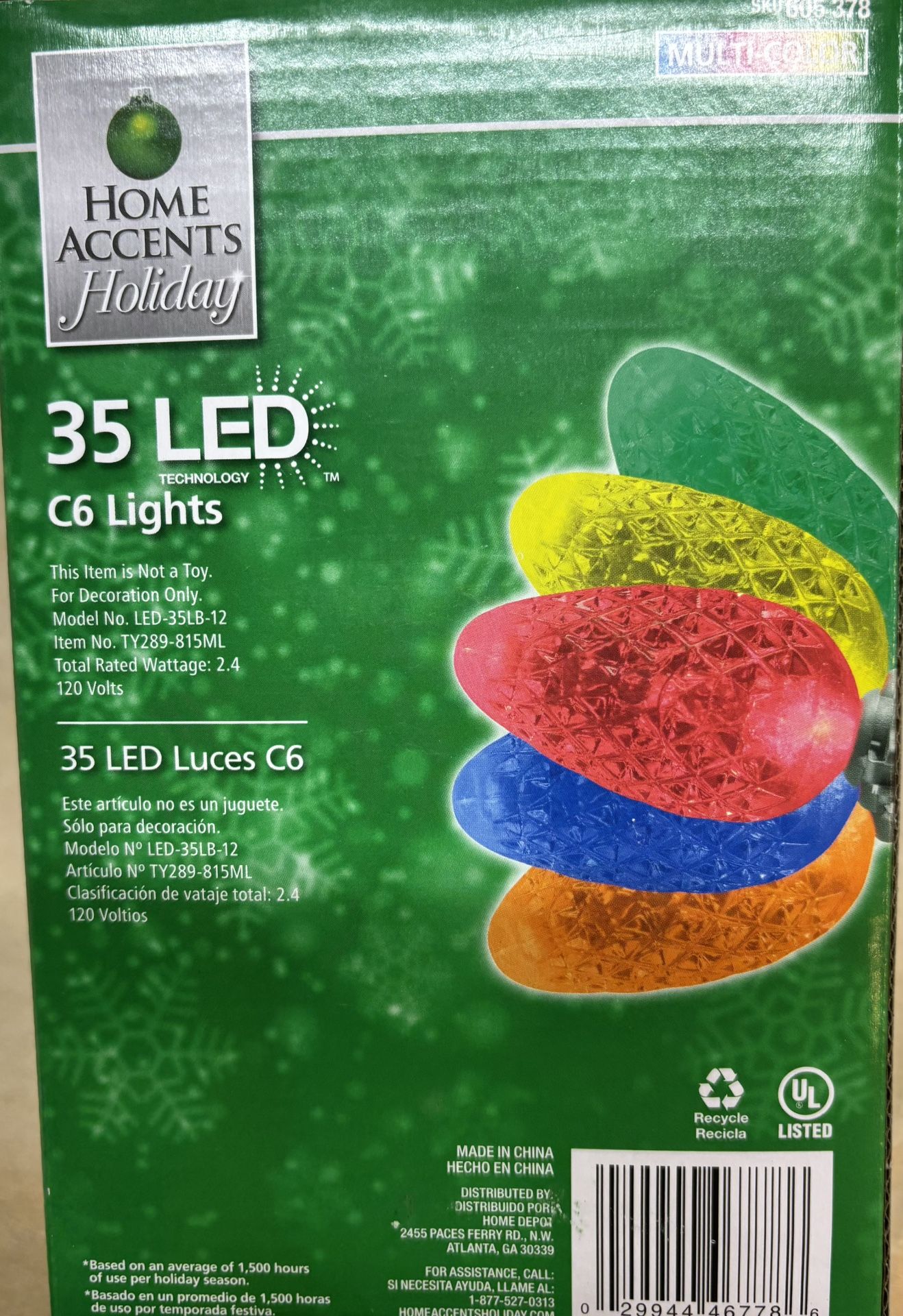 Christmas Outdoor LED String lights- C6 Bulbs 35 Bulbs