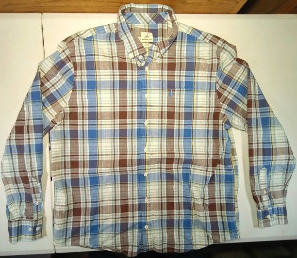 Johnnie-O Hangin Out JESSE Deep Water Plaid Button-up Shirt SZ XL Surfer Skater 