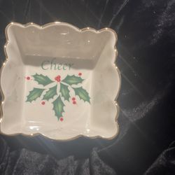 Lenox Holiday “Cheer” Square Fluted Dish 4.25”