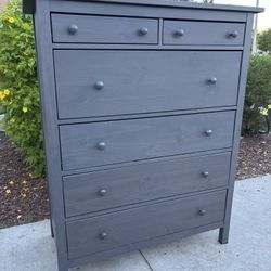 Gray Solid Wood Hemnes Dresser Chest of Drawers Furniture Great Condition 
