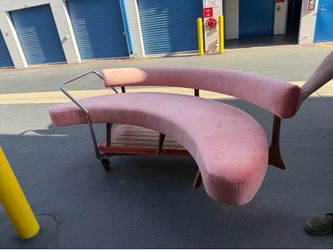 Funky Mid Century Couch, Walnut Legs
