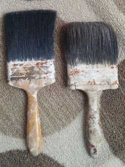 Pair Of Vintage 4" Wide Horse Hair Paint Brushes