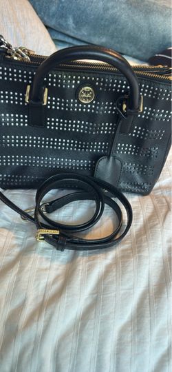Tory Burch Black Perforated Satchel Bag