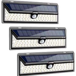 6 Pack Solar Lights Outdoor, 100 LED Motion Sensor Light with 270° Wide Angle, 3 Optional Modes IP65 Waterproof Solar Security Wall Lights for Garden,